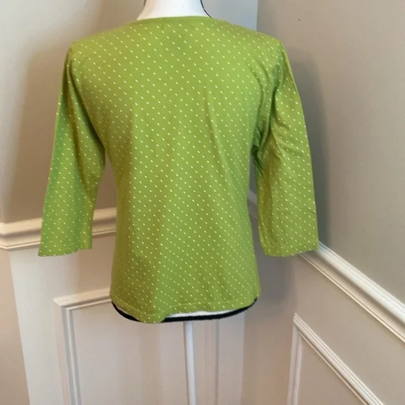 Green and White Polka Dot Top size Medium tee t-shirt - Picture 4 of 7